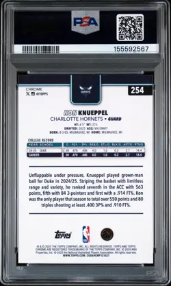KON KNUEPPEL PSA 10 2025-26 TOPPS CHROME #254 RED WHITE & BLUE REFRACTOR RC 0954 - Image 2