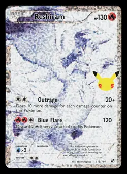 RESHIRAM 113/114 CELEBRATIONS: CLASSIC COLLECTION POKEMON HOLO NM - Image 1