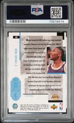 Upper Deck 1996-97 UD3 Aerial Artists Kobe Bryant #43 RC PSA 9 Lakers - Image 2