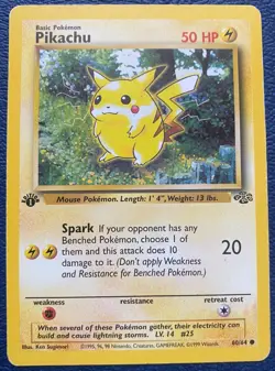 Pikachu 60/64 1st edition Jungle 1999 Vintage WOTC Pokemon - HP - Image 1