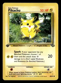 1999 Pokemon 1st Edition Jungle #60/64 Pikachu - Image 1