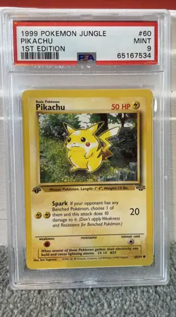 1999 Jungle Pikachu 1st Edition PSA 9 Mint #60/64 Graded Rare Red Cheeks Pokemon - Image 1