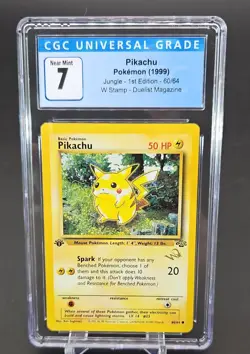 CGC 7 1999 Pokemon Pikachu 60/64 Jungle 1st Edition With Stamp Duelist Magazine - Image 1