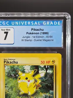 CGC 7 1999 Pokemon Pikachu 60/64 Jungle 1st Edition With Stamp Duelist Magazine - Image 3