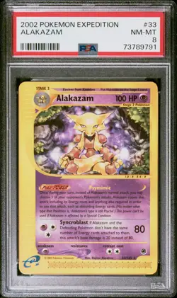 Pokemon TCG - Alakazam Expedition 2002 33/165 Rare PSA 8 NM-MT - Image 1