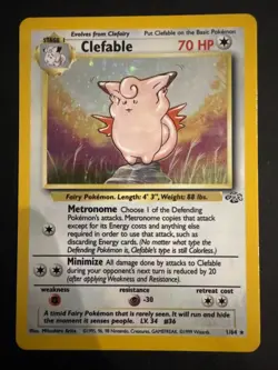 Rare Clefable Holo 1/64 + Non Holo 17/64 from the 1999 Jungle set - Vintage NM - Image 2