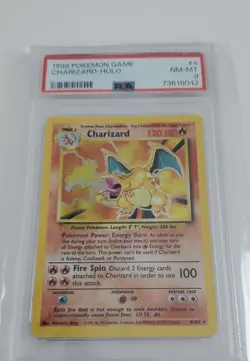 PSA 8 Pokemon Game 1999 Charizard 4/102 Base Set Holo GRADED Rare Card TCG - Image 1