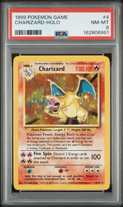 1999 Pokemon TCG Base Set Charizard 4/102 Holo PSA 8 New Cert CLEAN 🔥 - Image 1