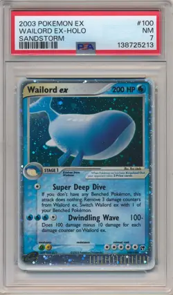 2003 Pokemon EX Sandstorm Wailord ex Holo #100 PSA 7 NM Vintage Ultra Rare - Image 1