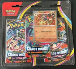 Pokemon TCG Mega Evolution—Chaos Rising 3-Pack Blister Booster Charmeleon Promo - Image 1