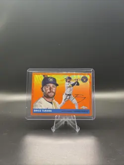 2025 Topps Chrome Platinum Anniversary Brice Turang Orange Wave /25 Brewers - Image 1