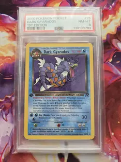 2000 Pokemon Dark Gyarados 25/82 Non-Holo Team Rocket 2000 PSA 8 1st Edition - Image 1