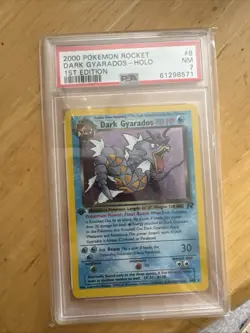 Pokemon TCG Team Rocket Dark Gyarados Holo Card 8/82 2000 PSA 7 1ST EDITION HOLO - Image 1