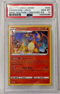 2020 POKEMON SWORD & SHIELD VIVID VOLTAGE CRACKED ICE #025 CHARIZARD-HOLO PSA 10 - Image 3