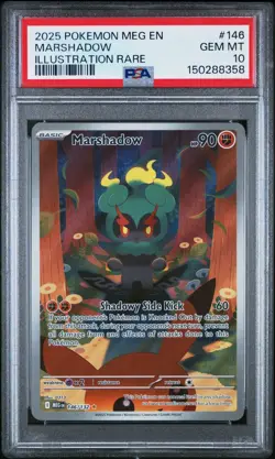 2025 Pokemon Marshadow 146/132 ME01 Mega Evolution Illustration Rare Holo PSA 10 - Image 1