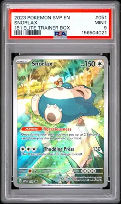2023 POKEMON SVP EN-SV BLACK STAR PROMO 151 ELITE TRAINER BOX #051 SNORLAX PSA 9 - Image 1