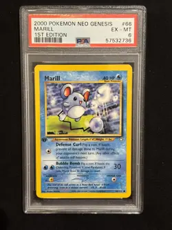 Pokemon Card - Marill 66/111 1st Edition Common - Neo Genesis - PSA 6 - Image 1