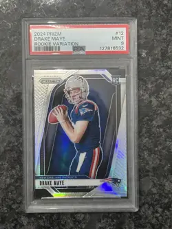2024 Panini Prizm #329 Drake Maye Silver Prizms Rookie Card RC PSA 9 Mint - Image 2