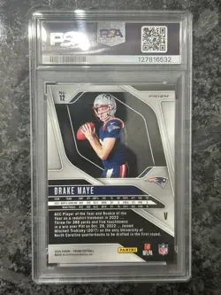 2024 Panini Prizm #329 Drake Maye Silver Prizms Rookie Card RC PSA 9 Mint - Image 3