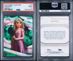 2025 Topps Chrome Disney Sapphire Rapunzel Green Refractor #68/99 Tangled PSA 9 - Image 1