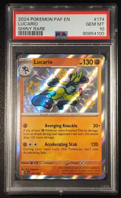 2024 Pokemon PAF EN-Paldean Fates Shiny Rare #174 Lucario PSA 10 - Image 1