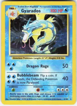 Pokemon Gyarados 6/102 Holo Rare Base Set Unlimited Pokemon Lightly Played G - Image 1