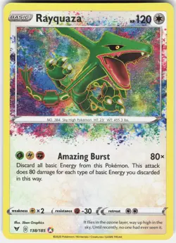 Pokemon Rayquaza 138/185 Amazing Rare Vivid Voltage Pokemon Holo Near Mint - Image 1