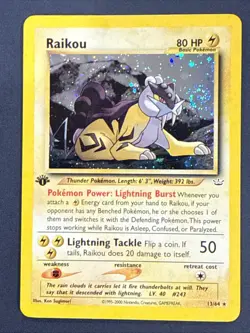 Raikou 13/64 1st Edition Neo Revelation Pokemon Card SWIRL - Image 1