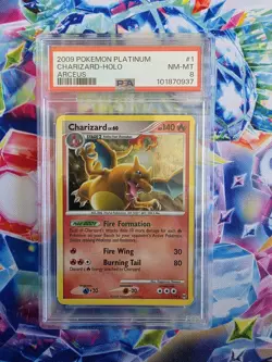 Pokemon TCG Arceus Charizard Holo Rare 1/99 PSA 8 English Stage 2 - Image 1