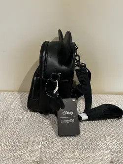 NWT Loungefly Disney Mickey Mouse Minnie Mouse Silhouette Black Mini Backpack - Image 4