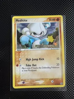 Pokemon Meditite 55/106 EX Emerald Reverse Holo Stamped NM-MINT - Image 1
