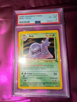Pokemon TCG Muk Fossil Holo Rare Card 13/62 vintage 1999 PSA6 - Image 1
