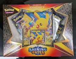Pokemon Shining Fates Pikachu V Collection Box Sealed 4 Booster Packs - Image 1