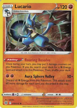 Lucario Holo Holo Rare SWSH09: Brilliant Stars 079/172 NM - Image 1