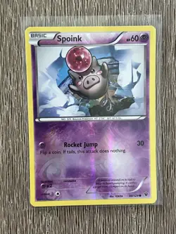 Pokemon Fates Collide Spoink 030/124 Reverse Holo. - Image 1