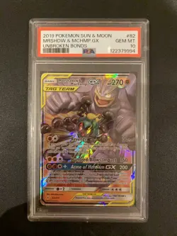 Marshadow & Machamp GX 82/214 PSA 10 Unbroken Bonds Pokemon Card - Image 1