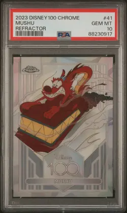 2023 Disney 100 Topps Chrome Mushu Refractor #41 Gem Mint PSA 10 MULAN - Image 1