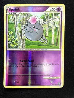 SPOINK 77/102 COMMON HGSS TRIUMPHANT POKEMON REVERSE HOLO - Image 1