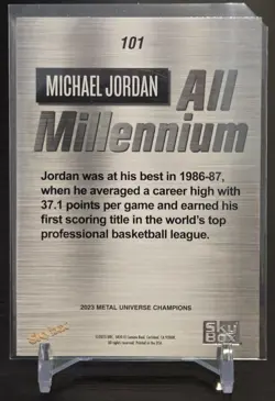 2023 METAL UNIVERSE CHAMPIONS ALL MILLENNIUM AQUA MICHAEL JORDAN # 101 - Image 2