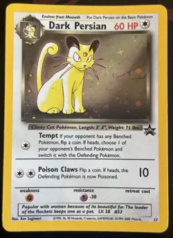 Pokemon TCG - Dark Persian #17 Holo Black Star Promo WOTC 2000 LP partial 🌀 - Image 1