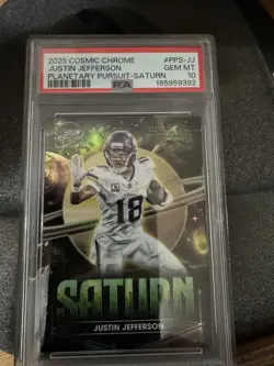 2025 COSMIC CHROME JUSTIN JEFFERSON PLANETARY PURSUIT-SATURN PSA 10 eBay 1/1 - Image 1
