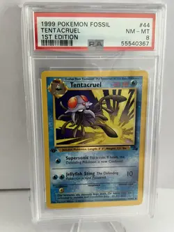 1999 Pokemon Fossil Tentacruel #44 1st Edition PSA 8 - Image 1
