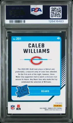 2024 Donruss Optic Holo #201 Caleb Williams RR: Chicago Bears PSA 10 - Image 2