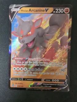 Hisuian Arcanine V 090/195 Holo V Rare Silver Tempest Pokemon Near Mint - Image 1