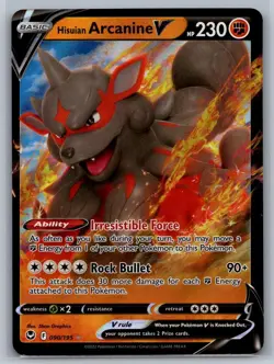 Hisuian Arcanine V 090/195 Holo V Rare Silver Tempest Pokemon Near Mint - Image 1