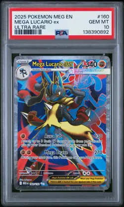2025 POKEMON MEG EN-MEGA EVOLUTION ULTRA RARE #160 MEGA LUCARIO EX PSA 10 - Image 1