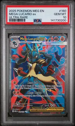 2025 POKEMON MEG EN-MEGA EVOLUTION ULTRA RARE #160 MEGA LUCARIO EX PSA 10 - Image 1