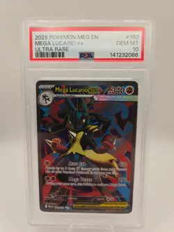 2025 POKEMON MEG EN-MEGA EVOLUTION ULTRA RARE #160 MEGA LUCARIO EX PSA 10 - Image 1