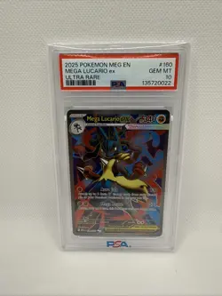 2025 POKEMON MEG EN-MEGA EVOLUTION ULTRA RARE #160 MEGA LUCARIO EX PSA 10 - Image 1