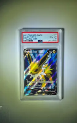 2021 POKEMON SWORD & SHIELD EVOLVING SKIES #177 FULL ART/JOLTEON V PSA 10 - Image 1